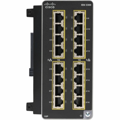 Cisco - Module d'extension Catalyst IEM-3300-16P= - Pour Réseau de donnéesPaire torsadéeGigabit Ethernet - 1000Base-T - Rail DIN  GE PoE+ Exp Module 