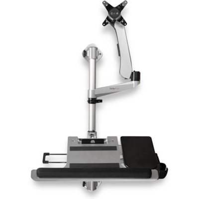 StarTech.com Wall Mount Workstation - Foldable Ergonomic Standing Desk - Height Adjustable 34" VESA Monitor Arm/Padded Keyboard/Mouse Tray - Ergonomic wall-mounted workstation - VESA monitor arm for up to 34in/19.8lb display - Foldable standing desk - Pull-out articulating monitor arm & keyboard tra tion - VESA monitor arm for up  to 34in/19.8lb disp