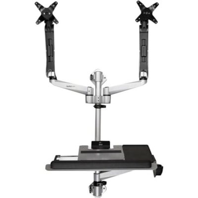 StarTech.com Wall Mount Workstation - Foldable Ergonomic Standing Desk - Height Adjustable Dual 30" VESA Monitor Arm & Keyboard/Mouse Tray - Ergonomic standing wall-mount workstation - VESA dual monitor arm for 30in (19.8lb) displays - Wall mounted foldable sit-stand desk - One-touch height adjustab workstation - VESA dual monito r arm for 30in (19.8