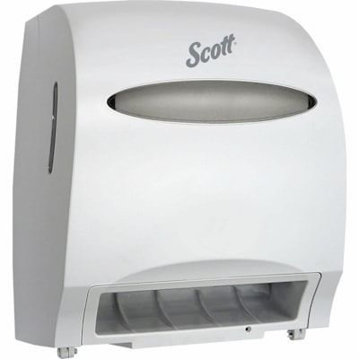 Scott Essential Automatic Hard Roll Towel Dispenser - Touchless Dispenser - 15.76" (400.33 mm) Height x 12.70" (322.58 mm) Width x 9.57" (243.13 mm) Depth - White - Durable, Key Lock, Jam Resistant - 1 / Carton  