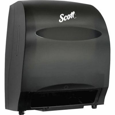 Scott Essential Automatic Hard Roll Towel Dispenser - Touchless Dispenser - 15.76" (400.33 mm) Height x 12.70" (322.58 mm) Width x 9.57" (243.13 mm) Depth - Black - Durable, Key Lock, Jam Resistant, Emergency Feed Knob, Spring Lock - 1 / Carton  