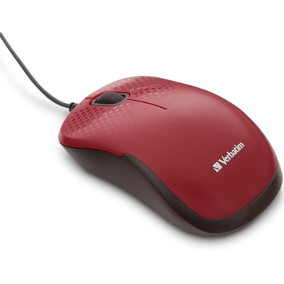 Verbatim Silent Corded Optical Mouse - Red - Optical - Cable - Red - USB - Scroll Wheel - 3 Button(s) RED 