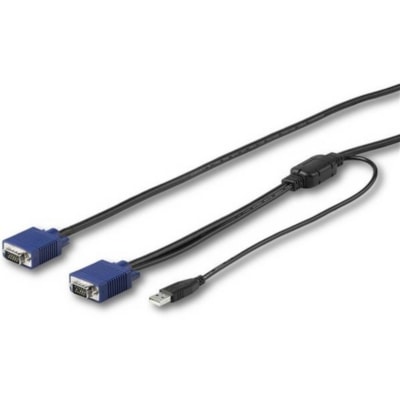 StarTech.com 10 ft. (3 m) USB KVM Cable for StarTech.com Rackmount Consoles - VGA and USB KVM Console Cable (RKCONSUV10) - 9.8 ft (3 m) KVM Cable for KVM Console, Server, KVM Switch - First End: 1 x 14-pin HD-15 - Male - Second End: 1 x 15-pin HD-15 - Male, 1 x 4-pin USB 2.0 Type A - Male - Supports bles your switch kit to conven iently operate your