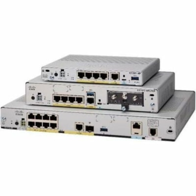 Cisco C1121X-8PLTEPWA Wi-Fi 5 IEEE 802.11ac Cellular, Ethernet Wireless Integrated Services Router - LTE 1500, LTE 1800, LTE 2100, LTE 1700, LTE 700, LTE 2500, LTE 900, LTE 2600, LTE 850, LTE 2300, LTE 800 - HSPA+, DC-HSPA+, UMTS, LTE Advanced - 2 x Antenna(2 x External) - 8 x Network Port - 1 x Bro  PERP 