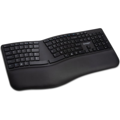 Kensington Pro Fit Ergo Wireless Keyboard-Black - Wireless Connectivity - Bluetooth/RF - 2.40 GHz - USB Interface - Black  WRLS 