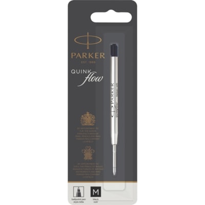 Parker Quinkflow Black Ink Ballpen Refill - Medium Point - Black Ink - Smooth Writing, Quick-drying Ink - 1 Each PARKER STAINLESS STEEL BALL 