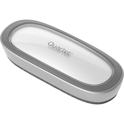 Quartet Dry-Erase Board Eraser - 2.38" (60.33 mm) Width x 6" (152.40 mm) Length - Used as Stain Remover, Dust Remover - Dustless, Magnetic - Silver - Foam, Felt - 1 Each DUAL MATERIAL W/MAGNETIC CADDY QUARTET