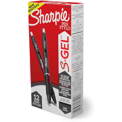 Sharpie S-Gel Pens - 0.5 mm (0.02") Pen Point - Retractable - Black Ink - Gel-based - 1 Dozen  