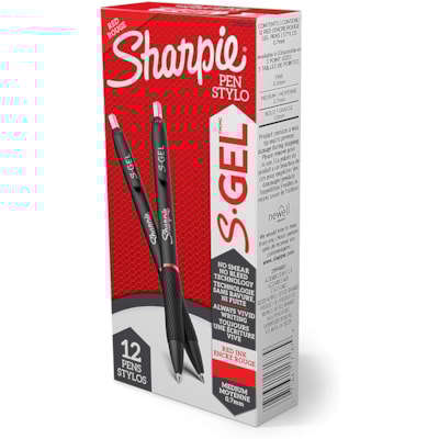 Sharpie S-Gel Pens - 0.7 mm (0.03") Pen Point - Retractable - Red Ink - Gel-based - 1 Dozen  