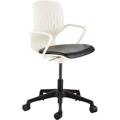 Safco Shell Desk Chair - Black Vinyl Plastic Seat - White Plastic Back - Steel Frame - 5-star Base - 1 Each WHITE 