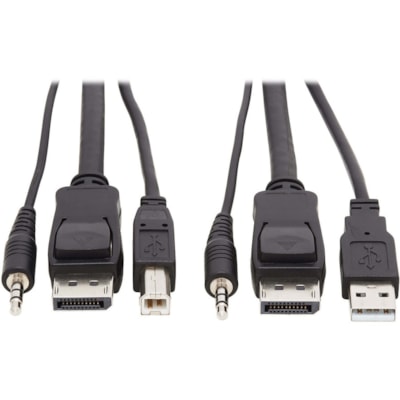 Tripp Lite series KVM Cable - 10 ft (3.05 m) KVM Cable for KVM Switch, Computer - First End: 1 x Mini-phone Audio - Male, 1 x DisplayPort 1.2 Digital Audio/Video - Male, 1 x USB 2.0 Type A - Male - Second End: 1 x Mini-phone Audio - Male, 1 x DisplayPort 1.2 Digital Audio/Video - Male, 1 x USB 2.0 T KVM Cable Kit  3 in 1 - 4K Dis playPort  USB  3.5 m