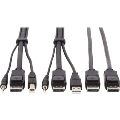Tripp Lite series KVM Cable - 10 ft (3.05 m) KVM Cable for KVM Switch, Computer, Monitor - First End: 1 x Mini-phone Audio - Male, 1 x DisplayPort 1.2 Digital Audio/Video - Male, 1 x USB 2.0 Type A - Male - Second End: 1 x Mini-phone Audio - Male, 1 x DisplayPort 1.2 Digital Audio/Video - Male, 1 x  Port KVM Cable Kit - DP  USB 3.5 mm Audio (3xM/3x