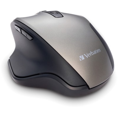 Verbatim - Souris silencieuse sans fil ergonomique à DEL, graphite - LED bleue/optique - Sans fil - Fréquence radio - 2,40 GHz - Graphite - USB - 1600 dpi - 6 Bouton(s) - 1 chaque GRAPHITE 