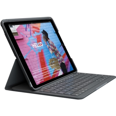 Logitech Slim Folio Keyboard/Cover Case (Folio) iPad (7th Generation), iPad (8th Generation), iPad (9th Generation) Tablet - Graphite - Water Resistant, Scratch Resistant, Bump Resistant - Plastic Body - 7.28" (184.91 mm) Height x 10.12" (257.05 mm) Width x 0.87" (22.10 mm) Depth  