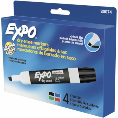 Expo Dry Erase Marker - Bold Chisel Marker Point - Assorted Ink - Dry - 4 Pack LOW ODOUR CHISEL POINT NON TOXIC SANFORD EXPO