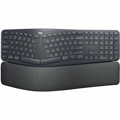 Logitech ERGO K860 Split Ergonomic Keyboard - Wireless Connectivity - Bluetooth/RF - 32.81 ft (10000 mm) - 2.40 GHz - USB Interface - Windows, Mac OS - AAA Battery Size Supported - Black ERGO WIRELESS KEYBOARD BLACK 