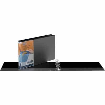 QuickFit - Classeur Deluxe 11x17 - 1 1/2 po (38,10 mm) Capcité du classeur - Tabloid - format 11 po (279,40 mm) x 17 po (431,80 mm) - Fastener(s) : Anneau en D - Pocket(s) : À l'intérieur avant et arrière - Noir - Recyclé - Robuste, Résistant au transfert d'encre,  ANTIMICROBIAL MATERIAL ANGLE  D RINGS