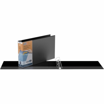 QuickFit - Classeur Deluxe 11x17 - 2 po (50,80 mm) Capcité du classeur - Tabloid - format 11 po (279,40 mm) x 17 po (431,80 mm) - Fastener(s) : Anneau en D - Pocket(s) : À l'intérieur avant et arrière - Noir - Recyclé - Robuste, Résistant au transfert d'encre, Dos, ANTIMICROBIAL MATERIAL ANGLE  D RINGS