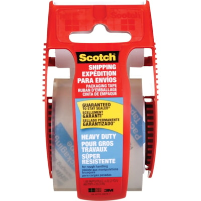 Scotch Super Strength Packaging Tape - 22.2 yd (20.3 m) Length x 1.89" (48 mm) Width - Clear - Dispenser Included - 1 Each HANDHELD CLEAR TAPE 48 MM X 20.3 M