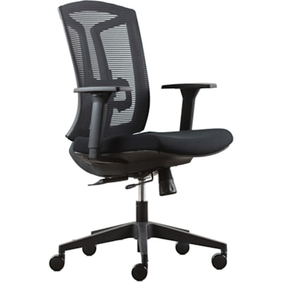 Heartwood Echo Mid Back Chair - Black Polyurethane Seat - Black Back - Mid Back - 5-star Base - Armrest - 1 Each BLACK MESH BACK 26.4 "WX 26.4"DX37.75-41.75"H