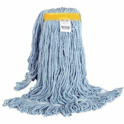 Globe - MOP RFL SYNTH WEB FT 24oz BLUE - largeur de 7 po (177,80 mm) x longueur de 20 po (508 mm) - Extrémités en boucle, Rétréci moins, Ne s'effiloche pas, Bandeau arrière, Anti-enchevêtrement, Résistant aux produits chimiques, Résistantes, Durable,  NARROW BAND BLUE TRUE WEIGHT MOP