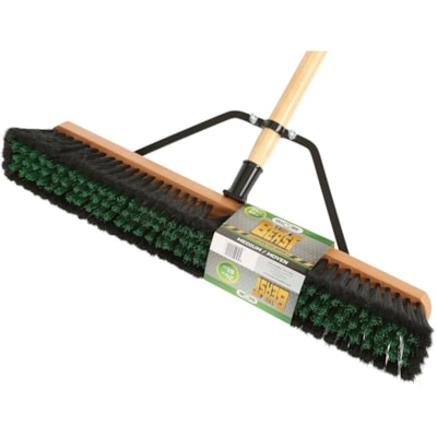 Globe 24" Assembled Wood Block Contractor Push Broom-Medium - 65" (1651 mm) Overall Length - 1 Each 1"THICK HARDWOOD BLOCK INCL. BRACE FOR ADDED STRENGTH