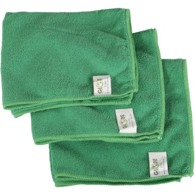 Globe - CLOTH MICRO-FIB 16X16*GREEN - longueur de 16 po (406,40 mm) x largeur de 16 po (406,40 mm) - Durables, Lavable - Vert - 10 / emballage WITHSTANDS HUNDREDS OF WASHES GREEN CLEANING -  240GSM