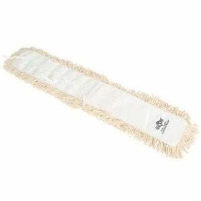 Globe - DUST MOP HEAD WHT COTTON 24X5 - largeur de 5 po (127 mm) x longueur de 24 po (609,60 mm) - 4-ply, Résistantes, Absorbant, Ne s'effiloche pas, Anti-enchevêtrement, Anti-peluchage, Rétréci moins - Fil de coton, Polyester, Synthetic, Acrylique - Blanc/Bleu - 1 Étui EN COTON ABSORBANT ET ÉCONONOMIQUE