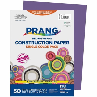 Prang Construction Paper - School Project, Art Project, Craft Project, Paper Crafting - 9" (228.60 mm) x 12" (304.80 mm) - 78 g/m² Grammage - Violet - Groundwood - 50 / Pack 50SHTS/PK 