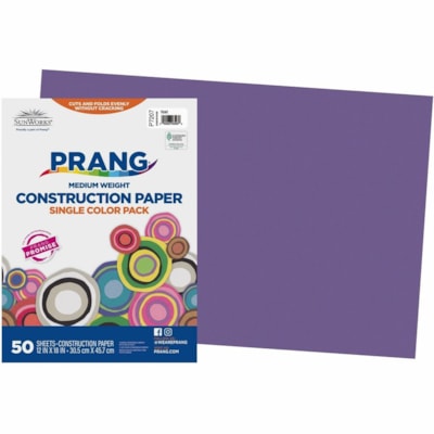 Prang - Papier de bricolage P7207 - Projet scolaire, Project Art, Projet artisanal, Artisanat en papier - format 18 po (457,20 mm) x 24 po (609,60 mm) - 78 g/m² Grammage - Violet - Pâte mécanique - 50 / emballage 12X18 PO  50/PAQUET 