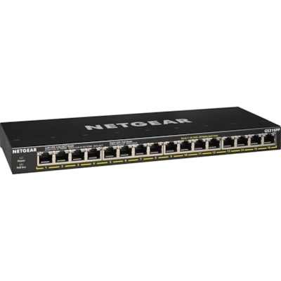 Netgear GS316PP Ethernet Switch - 16 Ports - 2 Layer Supported - Twisted Pair - Desktop, Wall Mountable, Rack-mountable - 3 YearLifetime Limited Warranty  PERP 
