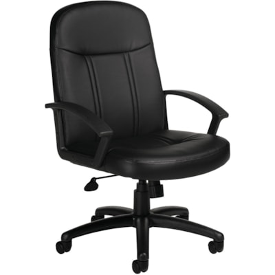 Offices To Go - Chair OTG11616B - Seat Color Noir - Luxhide, Tissu Seat Material - Back Color Noir - Luxhide, Tissu Back Material - Dossier haut - 5 branches, Arqué Base - Noir - Luxhide, Cuir - Accoudoir - 1 chaque  