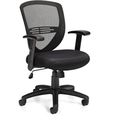 Offices to Go® Petra Tilter Chair - Black Fabric Seat - Black Mesh Fabric Back - Medium Back - 5-star Base - Black - 1 Each MESH BACK TILTER BLACK FABRIC