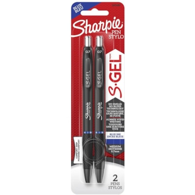 Sanford - Stylos à pointe rétractable S-Gel, bleu, pointe moyenne de 0,7 mm, emb. de 2 - 0,7 mm (0,03 po) Fine Pointe de stylo - Rétractable - Ink Bleu - A base de gel - 2 / emballage  