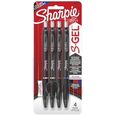 Sanford - Stylo gel 2105290 - 0,7 mm (0,03 po) Fine Pointe de stylo - Rétractable - Ink Variées - A base de gel - 4 / emballage  