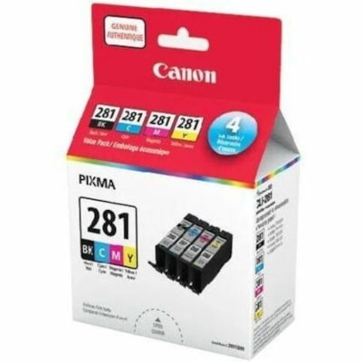 Canon CLI-281 Original High Yield Inkjet Ink Cartridge - Value Pack - Tri-color - 4 Pack FOR PIXMA TS702  TR8520  TR752 CYAN  MAGENTA  YELLOW  BLACK