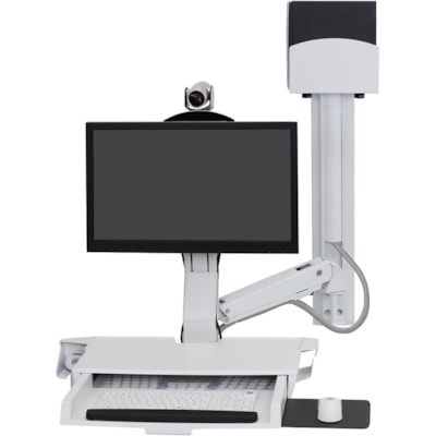 Ergotron StyleView Wall Mount for Keyboard, Monitor, Bar Code Scanner, Mouse, CPU, Wrist Rest, LCD Display - White - Height Adjustable - 24" Screen Support - 32 lb (14514.96 g) Load Capacity - 75 x 75, 100 x 100 - VESA Mount Compatible - Aluminum, Plastic FACE  PRE-CONFIGURATION  SMALL  CPU HOLDER  INCLUDE