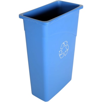 Globe Slim Container 23 Gallon Blue - 23 gal (87064.471032 mL) Capacity - Rectangular - 30" Height x 11" Width - Blue - 4 SPACE-EFFICIENT FITS TIGHT SPACES