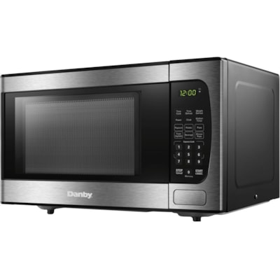 Danby 0.9 cu.ft Microwave with Stainless Steel Front - 25.49 L Capacity - Microwave - 10 Power Levels - 900 W Microwave Power - 10.60" (269.24 mm) Turntable - 120 V AC - 15 A Fuse - Countertop - Stainless Steel 900 WATTS 10 POWER LEVELS 6 CONVENIENT AUTO COOK OPTIONS