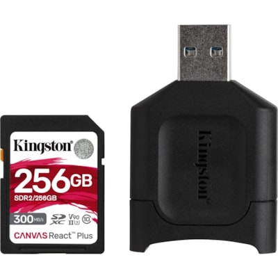 Kingston Canvas React Plus 256 GB Class 10/UHS-II (U3) SDXC - 300 MB/s Read - 260 MB/s Write  FLSH 