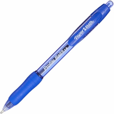 Paper Mate Profile 1.0mm Ballpoint Pens - 1 mm (0.04") Medium Conical Pen Point - Retractable - Blue Ink - Blue Barrel - 12 / Pack  