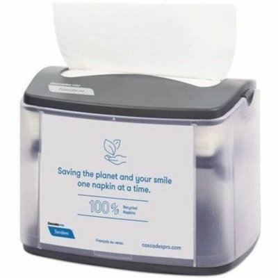 Cascades PRO Tandem Tabletop Napkin Dispensers, Gray - Interfolded - 750 x Napkin - Plastic - Gray - Wall Mountable, Durable - 1 Each INTERFOLD 