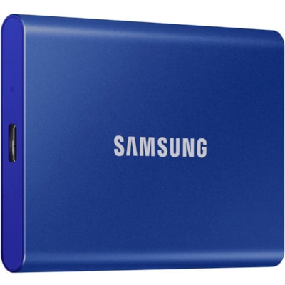 Samsung T7 MU-PC2T0H/AM 2 TB Portable Solid State Drive - External - PCI Express NVMe - Indigo Blue - Gaming Console, Desktop PC, Smartphone, Tablet Device Supported - USB 3.2 (Gen 2) Type C - 1050 MB/s Maximum Read Transfer Rate - 256-bit Encryption Standard - 3 Year Warranty PRTBL SSD-BLU 