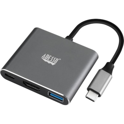Adesso 3-IN-1 USB-C Multi-Port Docking Station (TAA Compliant) - for Notebook, Monitor, Projector, Smartphone, Tablet, TV - Charging Capability - USB Type C - 4K @30Hz - 3840 x 2160 - 2 x USB Ports - 1 x USB 3.0 - 1 x USB Type-A Ports - USB Type-A - 1 x USB Type-C Ports - USB Type-C - HDMI - Wired - Docking Station with 1xTypeC p ort  1x USB 3.0-A+PD