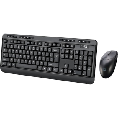 Adesso WKB-1320CB Antimicrobial Wireless Desktop Keyboard and Mouse - USB Membrane Wireless RF 2.40 GHz Keyboard - 104 Key - English (US) - Black - USB Wireless RF Mouse - Optical - 1200 dpi - Scroll Wheel - Black - Media Player, Volume Down, Volume Up, Mute, Play/Pause, Previous Track, Next Track,  p keyboard & mouse combo 