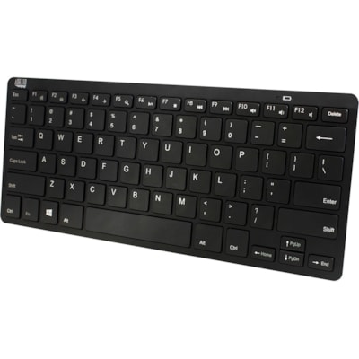 Adesso Bluetooth Wireless SlimTouch Mini Keyboard - Wireless Connectivity - Bluetooth - 30 ft (9144 mm) - USB Interface - 78 Key(s) - English (US) - QWERTY Layout - iPad - Windows - Scissors Keyswitch - AAA Battery Size Supported - Black  Wireless Mini Keyboard  Low P rofile Scissors Swit