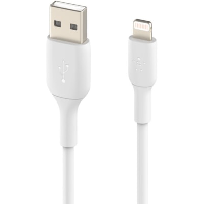 Belkin BoostCharge Lightning to USB-A Cable (2 meter / 6.6 foot, White) - 6.6 ft Lightning/USB Data Transfer Cable for Notebook, Power Bank, iPhone, iPad, iPad Pro - First End: 1 x Lightning Male - Second End: 1 x USB Type A Male - MFI - White  