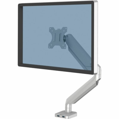 Fellowes Platinum Mounting Arm for Monitor - Silver - 1 Display(s) Supported - 27" Screen Support - 20 lb (9071.85 g) Load Capacity - 1 Each SILVER - DESK MOUNT 