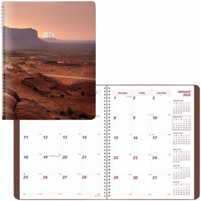 Brownline 2026 - Agenda mensuel Essential - 14 mois (décembre à janvier) - 11" x 8-1/2" - Canyon - Anglais - Mensuel - 14 Mois - Décembre 2024 à Janvier 2026 - 1 Mois Disposition double page - format 8 1/2 po (215,90 mm) x 11 po (279,40 mm) - Bifilaire - Papier - Planificateur de  MONTHLY 14 MTHS MOUNTAIN 