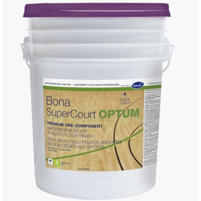 Diversey Bona SuperCourt Wood Floor Finish - 18.93 L - Sweet Scent - Chemical Resistant, Low VOC, Low Odor, Scuff Resistant, Scratch Resistant - White - 1 Each 5 GALLON PAIL  WATERBASE 